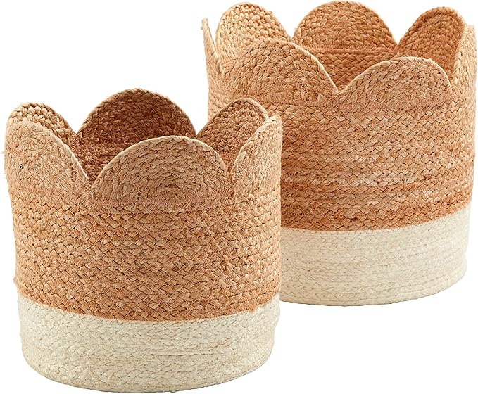 Jute Scalloped Basket set of 2 pcs [111-000-01]